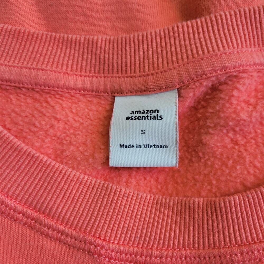 AMAZON BASICS Womens Small Pink Crew Neck Sweater Cross Stitch Detail - Picture 3 of 12